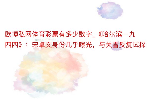 欧博私网体育彩票有多少数字_《哈尔滨一九四四》：宋卓文身份几乎曝光，与关雪反复试探