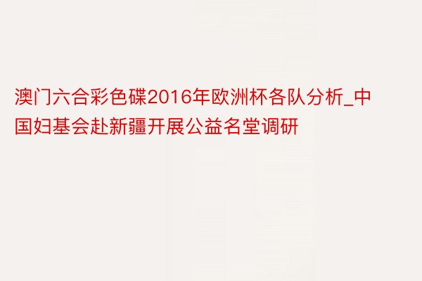 澳门六合彩色碟2016年欧洲杯各队分析_中国妇基会赴新疆开展公益名堂调研