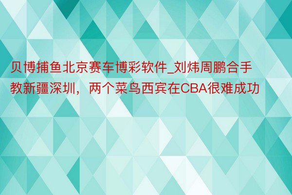 贝博捕鱼北京赛车博彩软件_刘炜周鹏合手教新疆深圳，两个菜鸟西宾在CBA很难成功