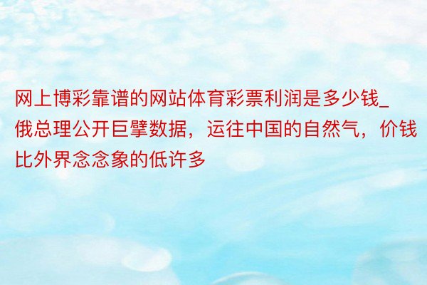 网上博彩靠谱的网站体育彩票利润是多少钱_俄总理公开巨擘数据，运往中国的自然气，价钱比外界念念象的低许多